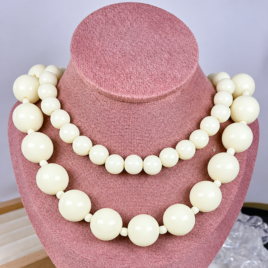 Collar Doble de Acrilico y Chapa de Oro CC2610-10