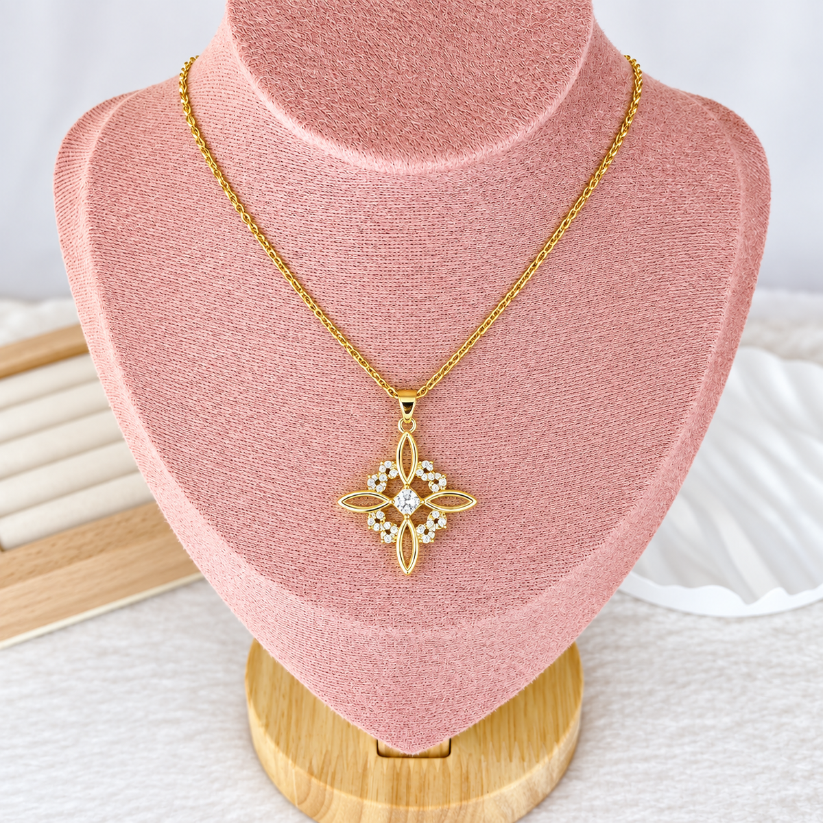 Collar de Acero Inoxidable con Dije de Chapa de Oro CAI3503-1