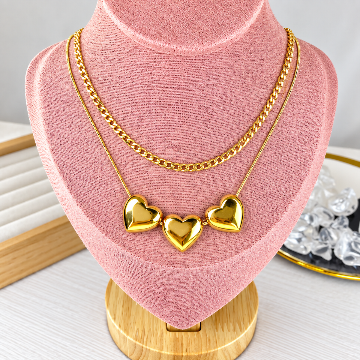 Collar Doble de Acero Inoxidable CAI3369-1
