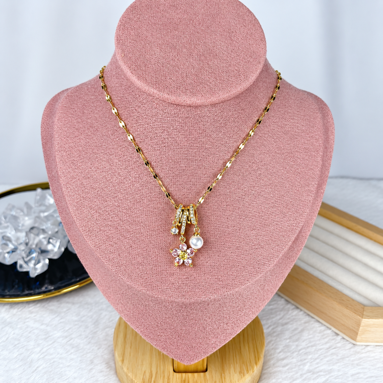 Collar de Acero Inoxidable con Dije de Chapa de Oro CAI3490-3