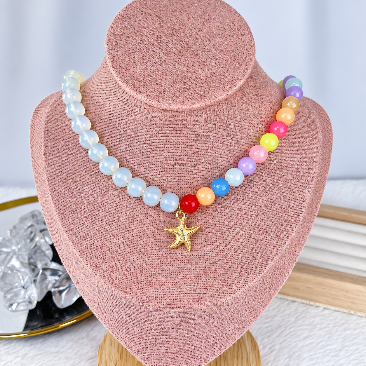 Collar de Acrilico y Acero Inoxidable CAI3489-1