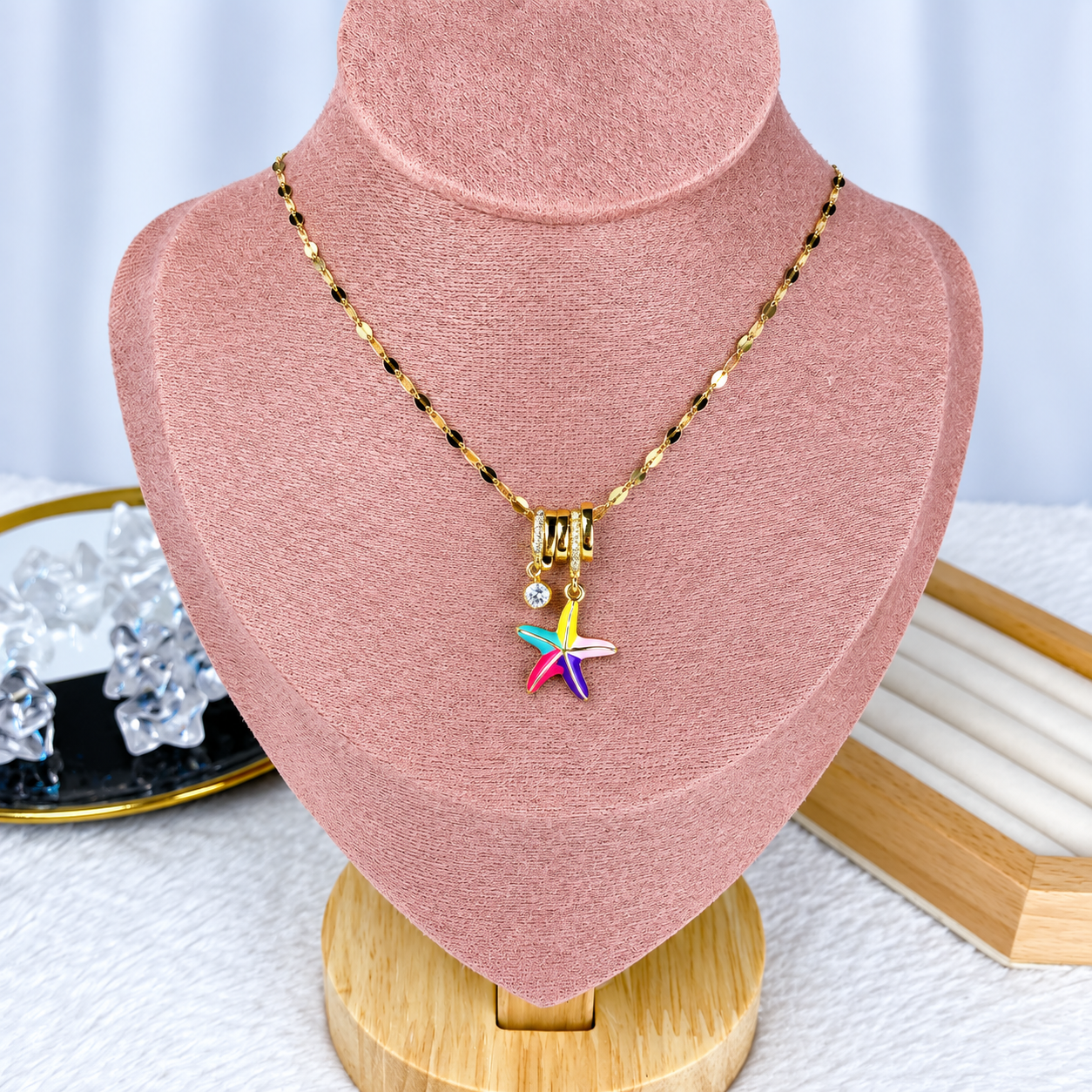 Collar de Acero Inoxidable con Dije de Chapa de Oro CAI3493-1