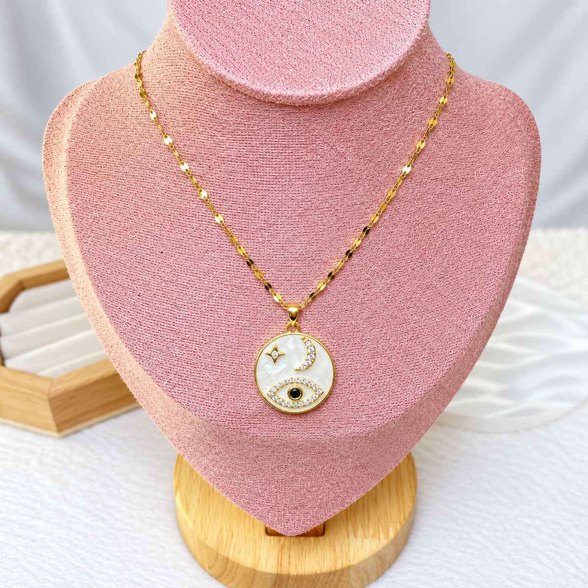 Collar de Acero Inoxidable y Dije de Chapa de Oro CAI3576-1