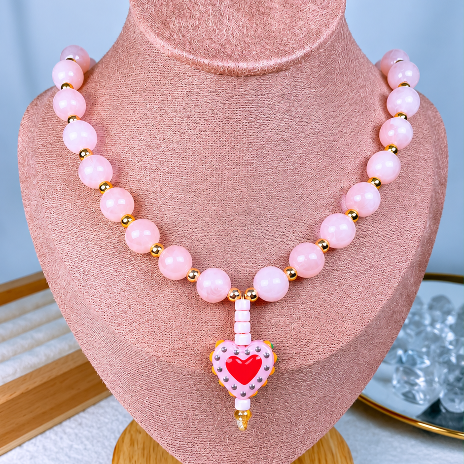 Collar de Acrilico y Chapa de Oro CC2615-1