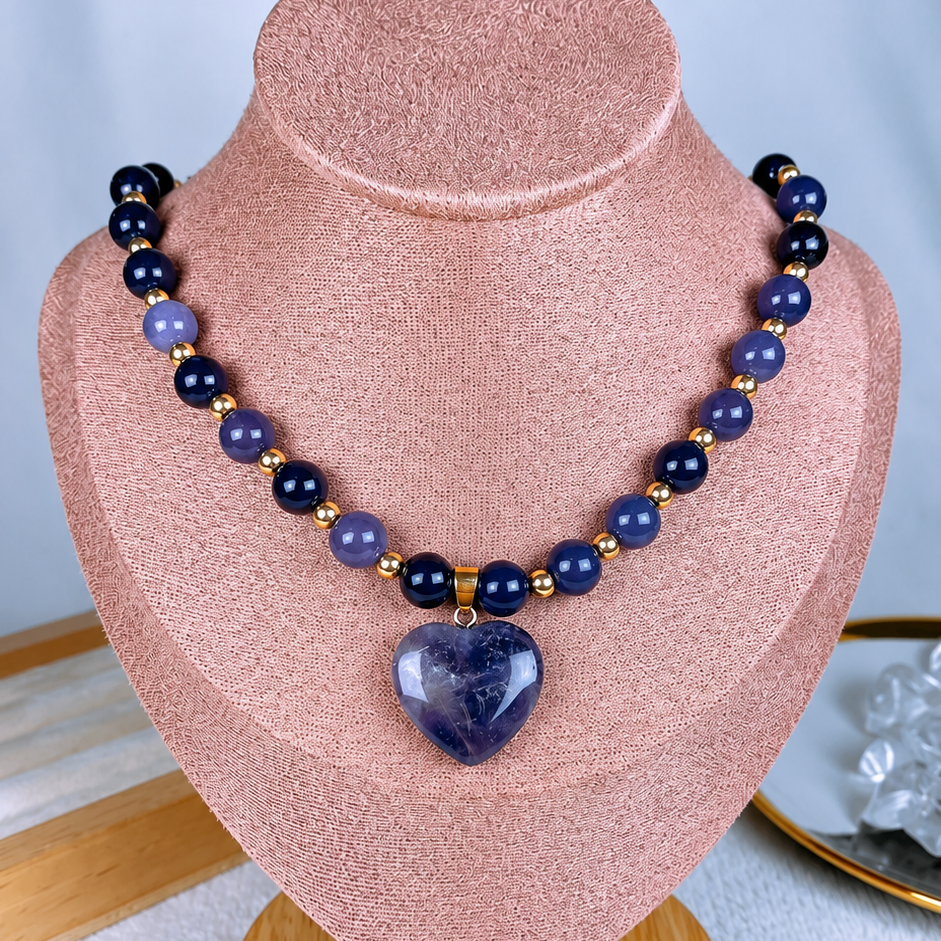 Collar de Acrilico y Chapa de Oro CC2614-2