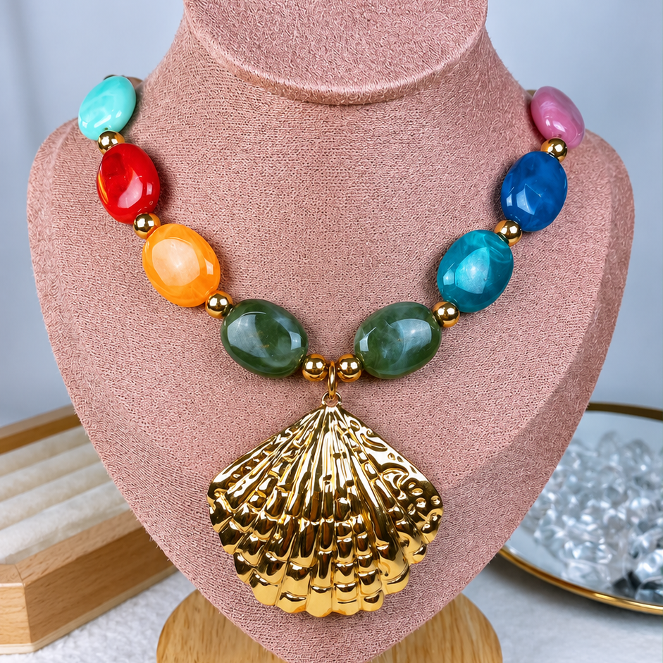 Collar de Resina y Acero Inoxidable CAI3545-1
