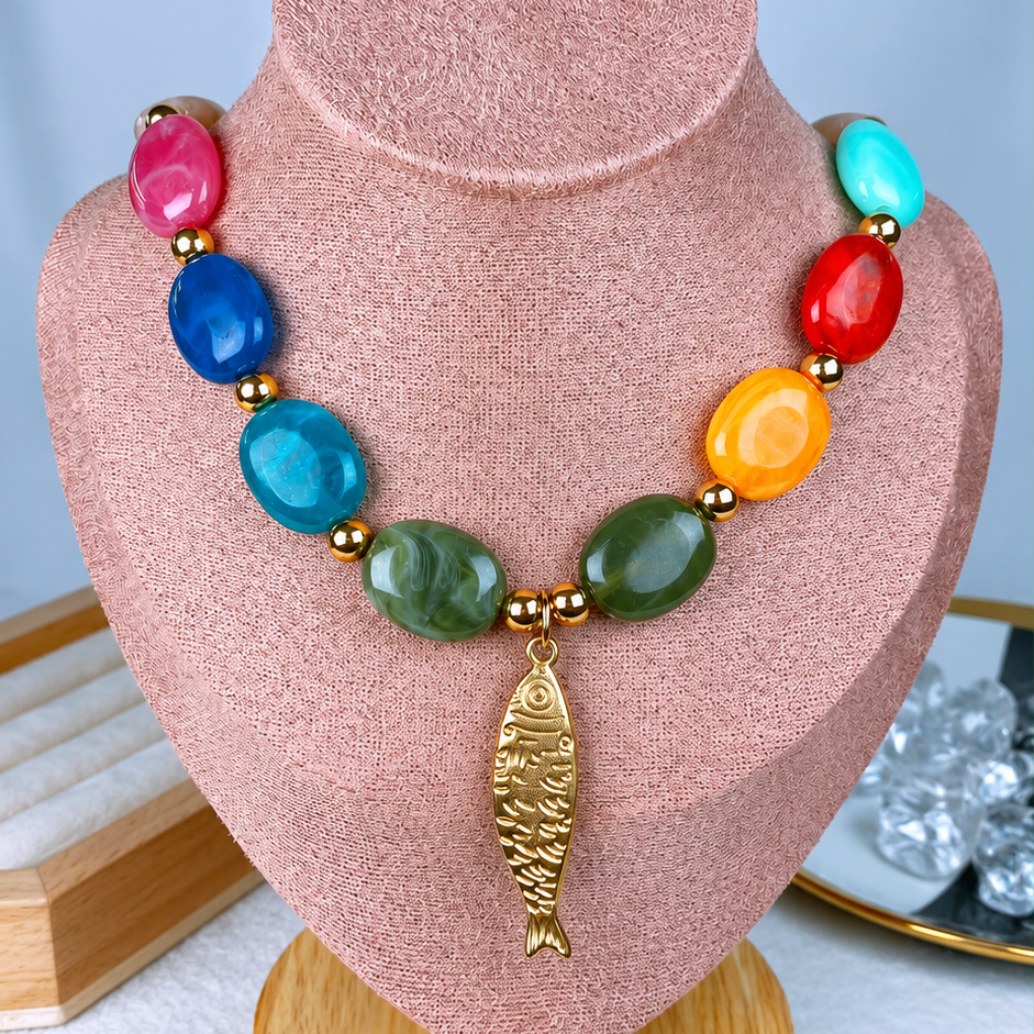 Collar de Resina y Acero Inoxidable CAI3545-2