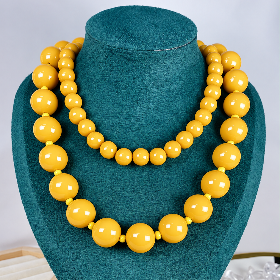 Collar Doble de Acrilico y Chapa de Oro CC2610-9