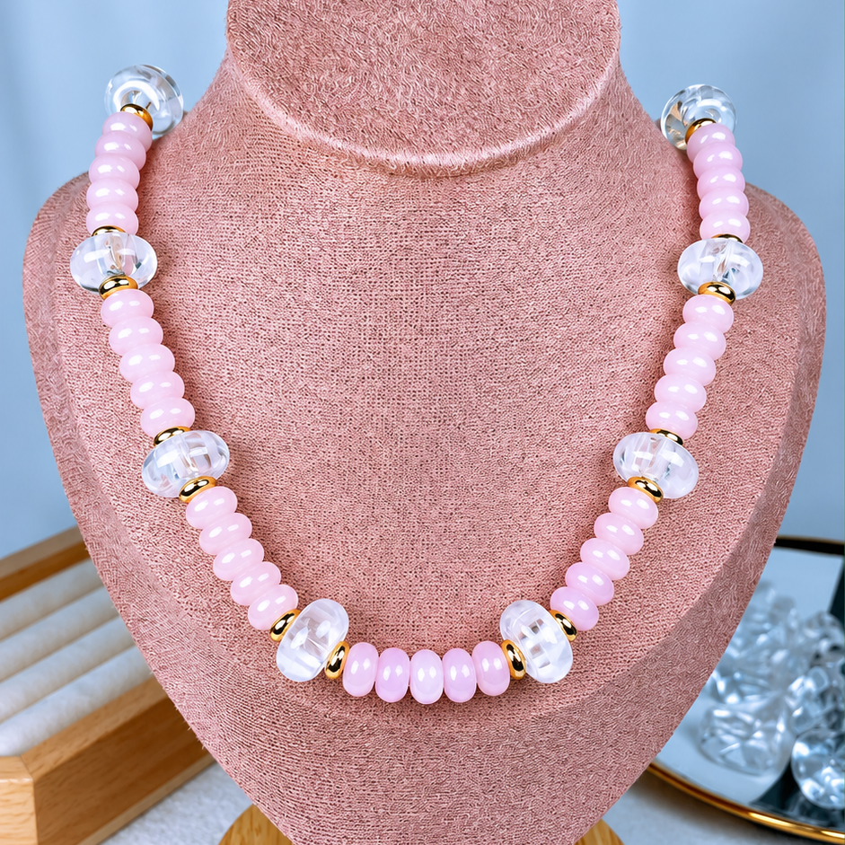 Collar de Piedra Natural y Chapa de Oro CC2617-1
