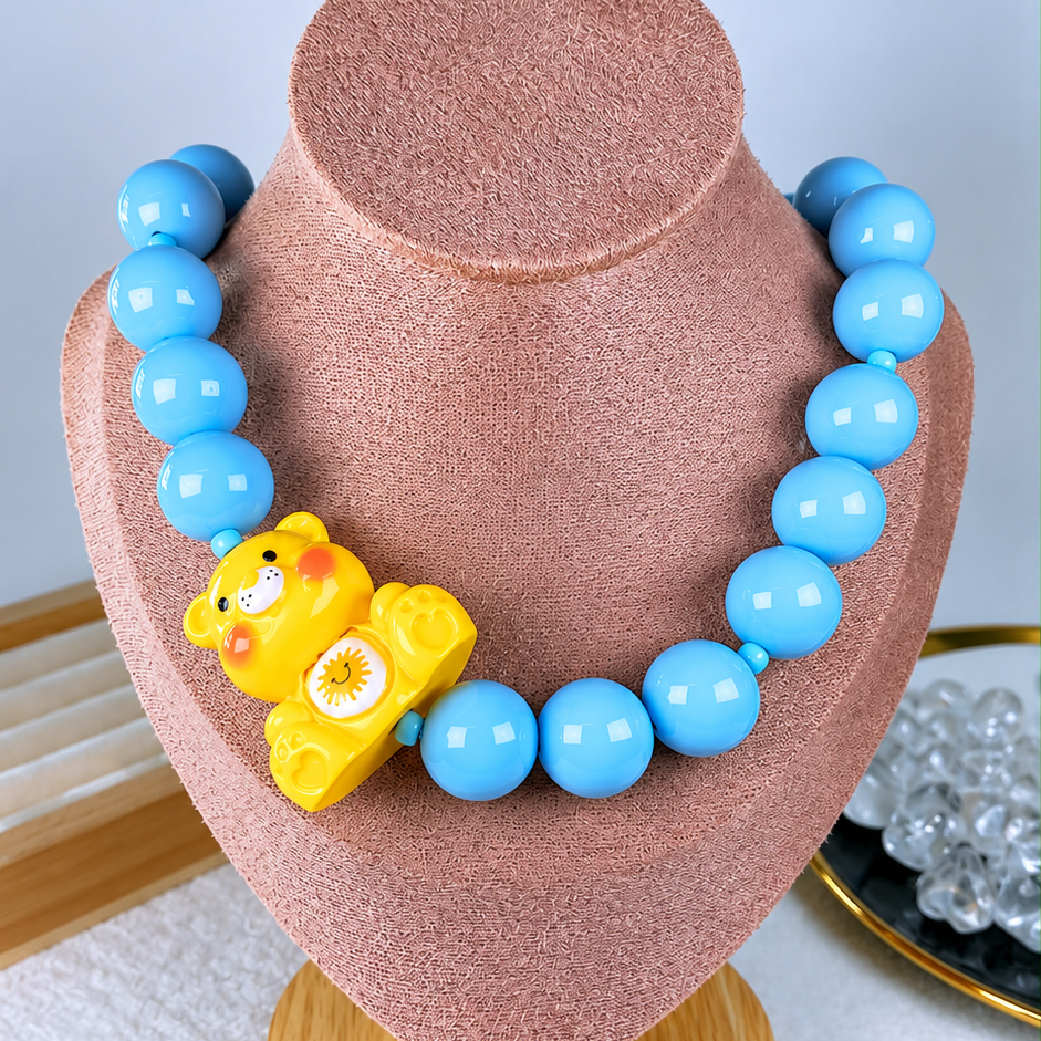 Collar de Acrilico y Chapa de Oro CC2611-8