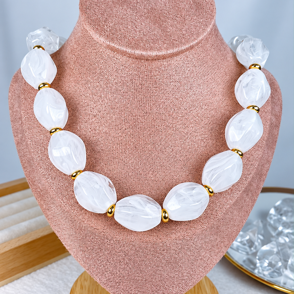 Collar de Acrilico y Chapa de Oro CC2620-5