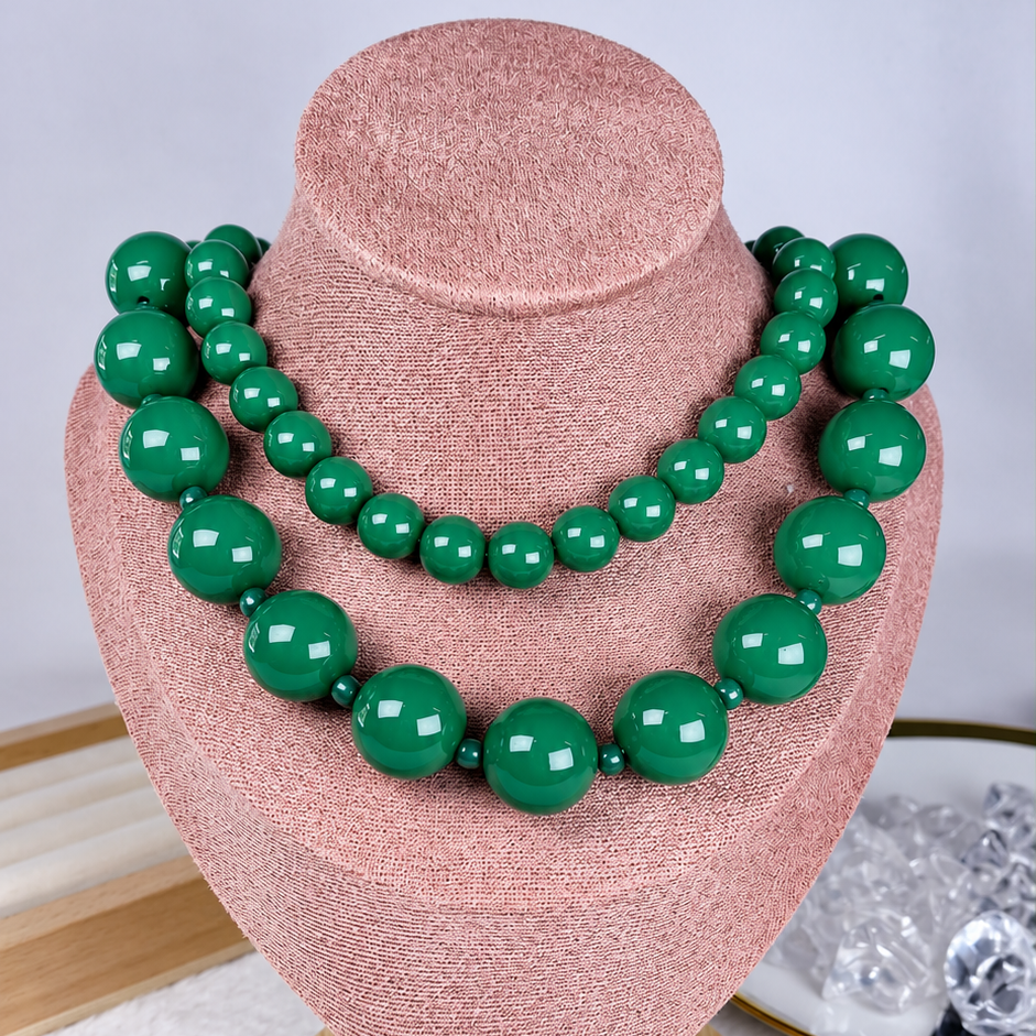 Collar Doble de Acrilico y Chapa de Oro CC2610-7