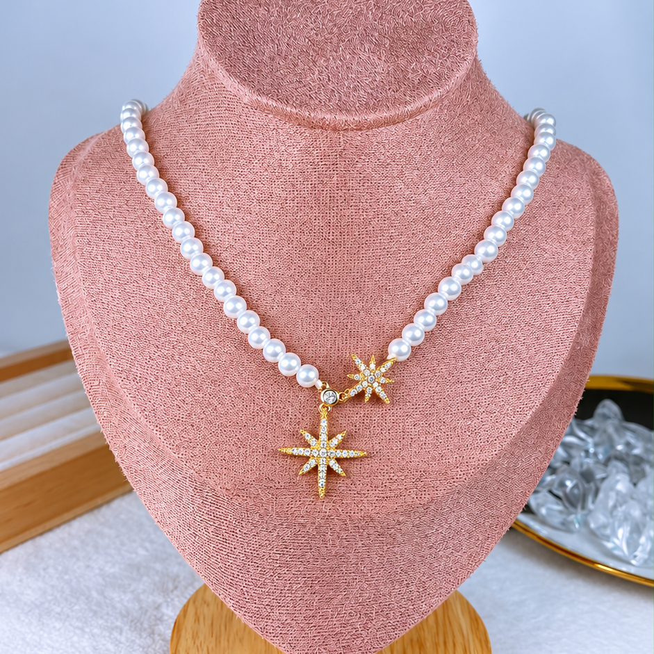 Collar de Acrilico y Oro Laminado CC2560-1