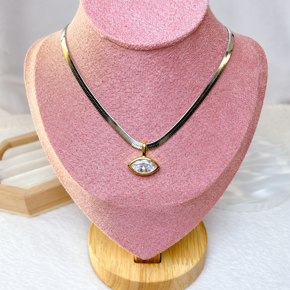 Collar de Acero Inoxidable y Dije de Chapa de Oro CAI3584-2