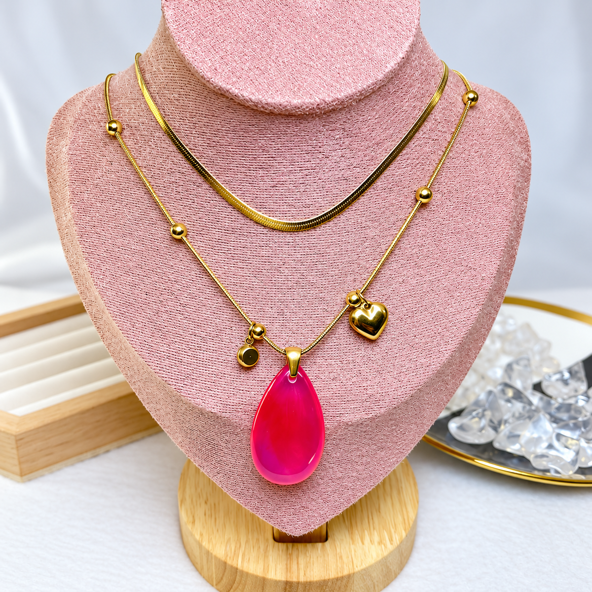 Collar Doble de Acero Inoxidable y Resina CAI3559-1