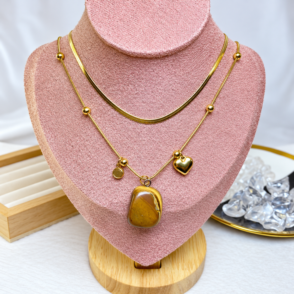 Collar Doble de Acero Inoxidable y Resina CAI3561-1