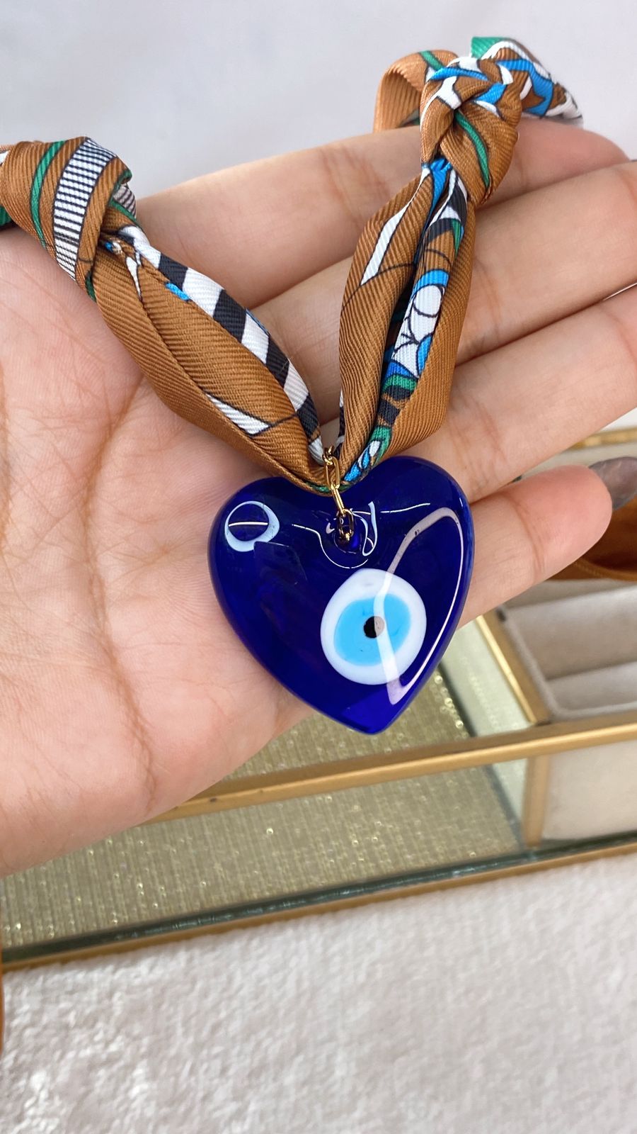 Collar de Tela con Dije de Cristal CB857-1