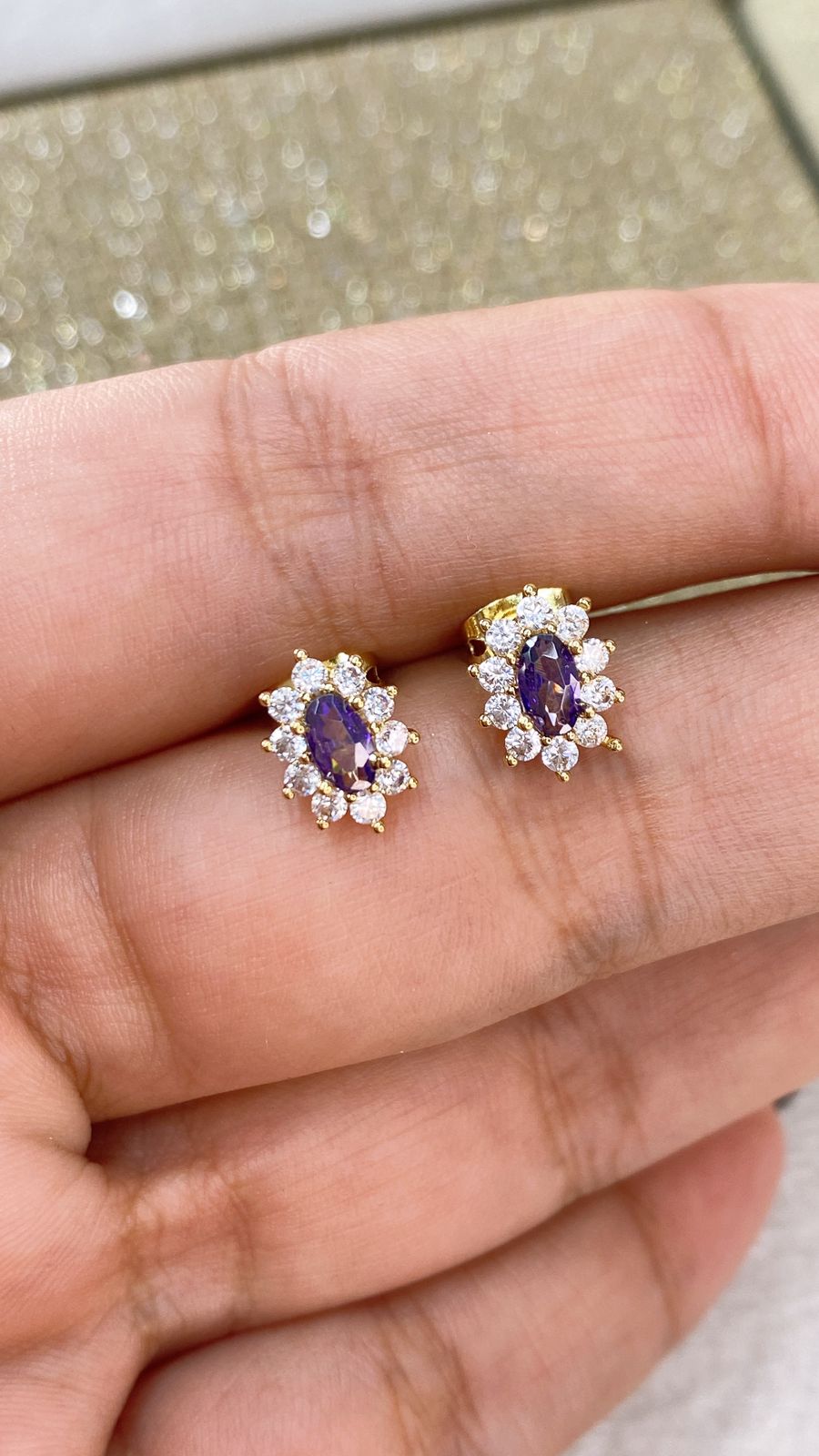 Arete de Chapa de Oro y Zirconias COA2149-4