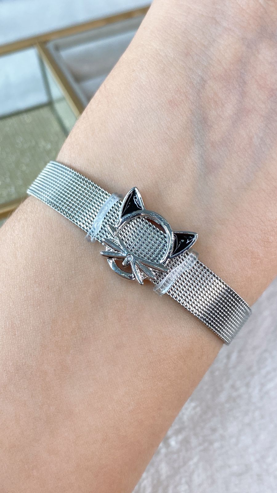 Pulsera de Acero Inoxidable y Dije de Chapa de Oro PAI1148-2