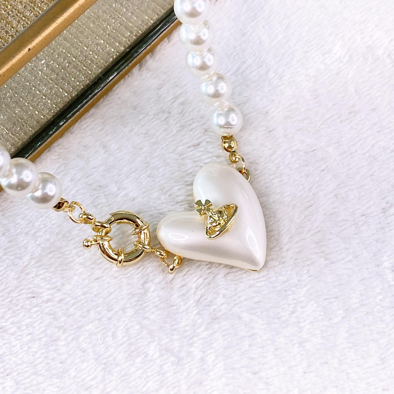 Collar de Perlas de Imitación y Dije de Bisuteria CB904-1