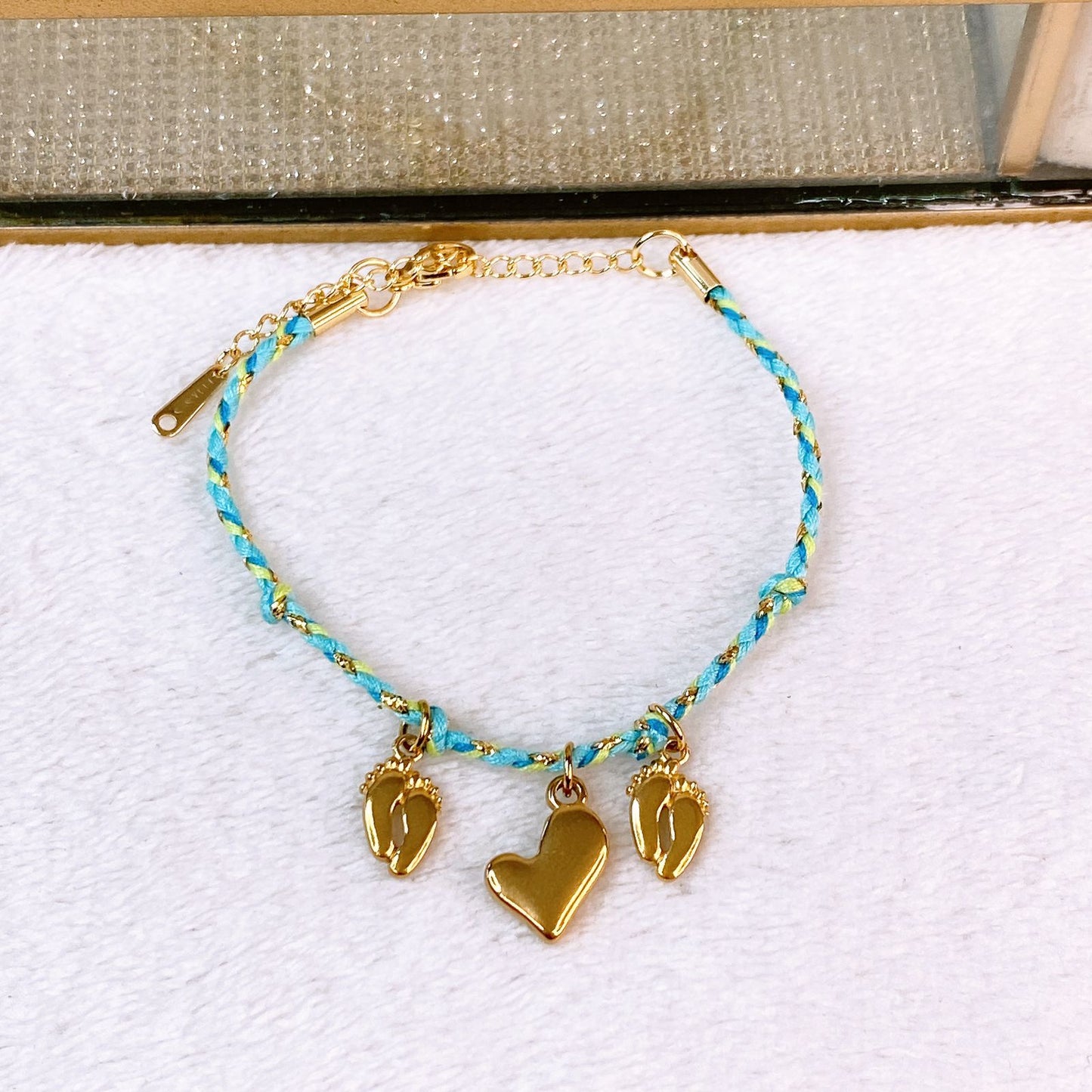 Pulsera Tejida con Dijes de Acero Inoxidable PAI1525-1