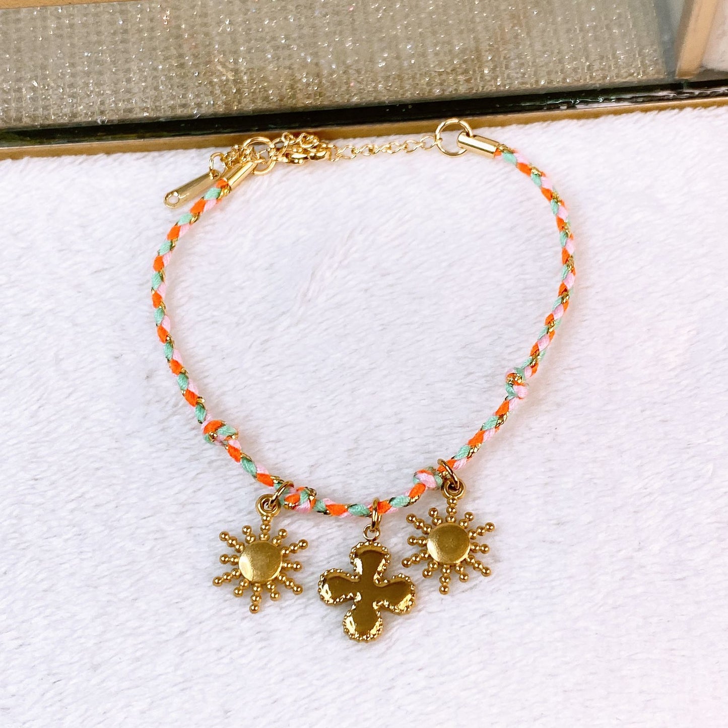 Pulsera Tejida con Dijes de Acero Inoxidable PAI1515-1