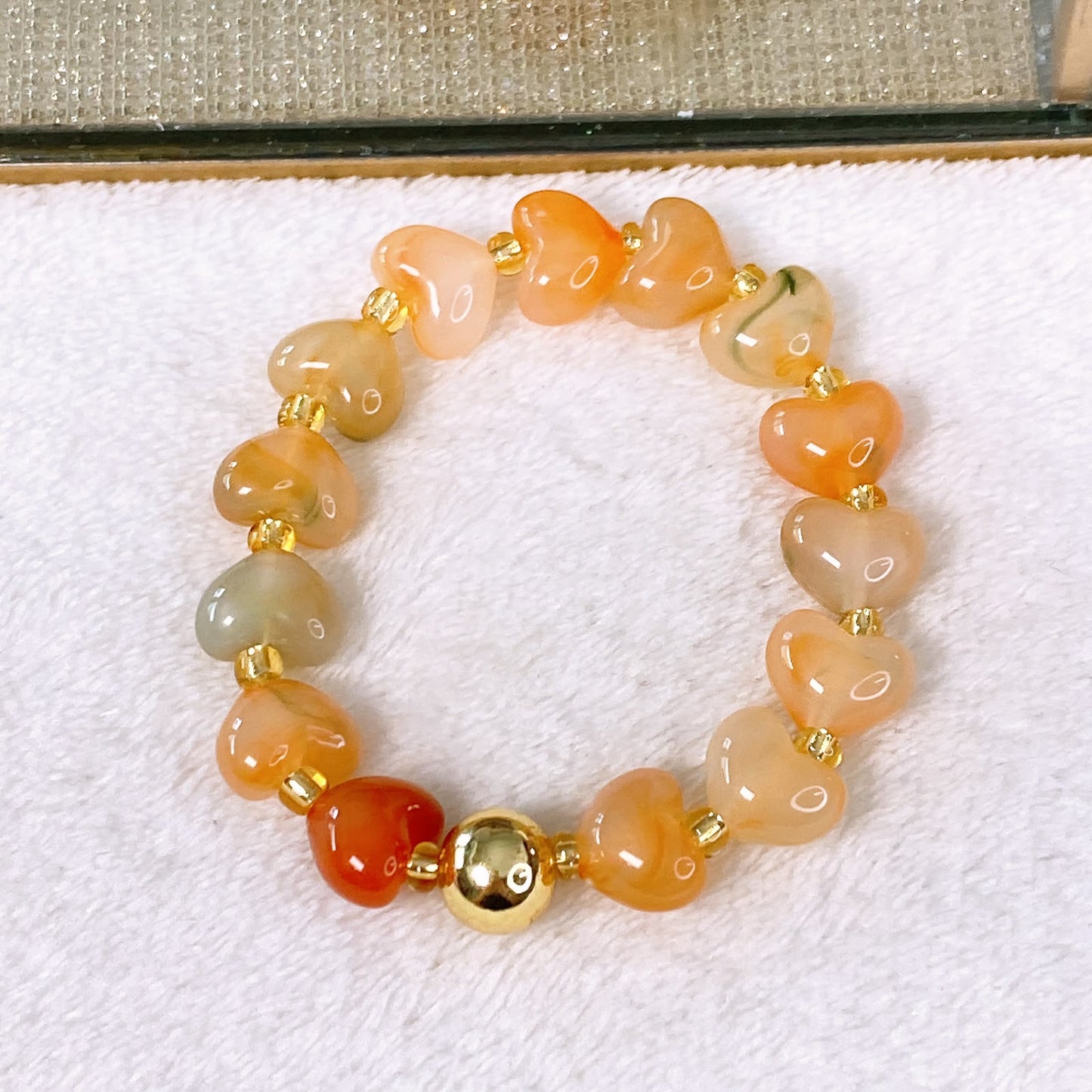 Pulsera Acrilico y Chapa de Oro COP1928-1