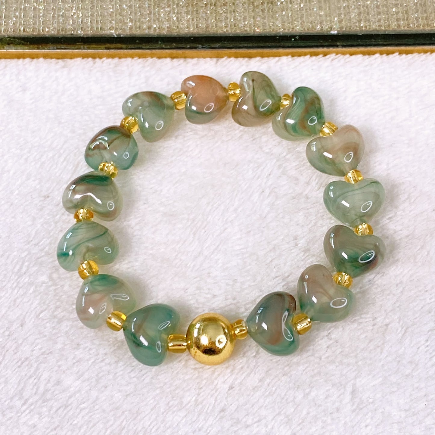 Pulsera Acrilico y Chapa de Oro COP1928-3
