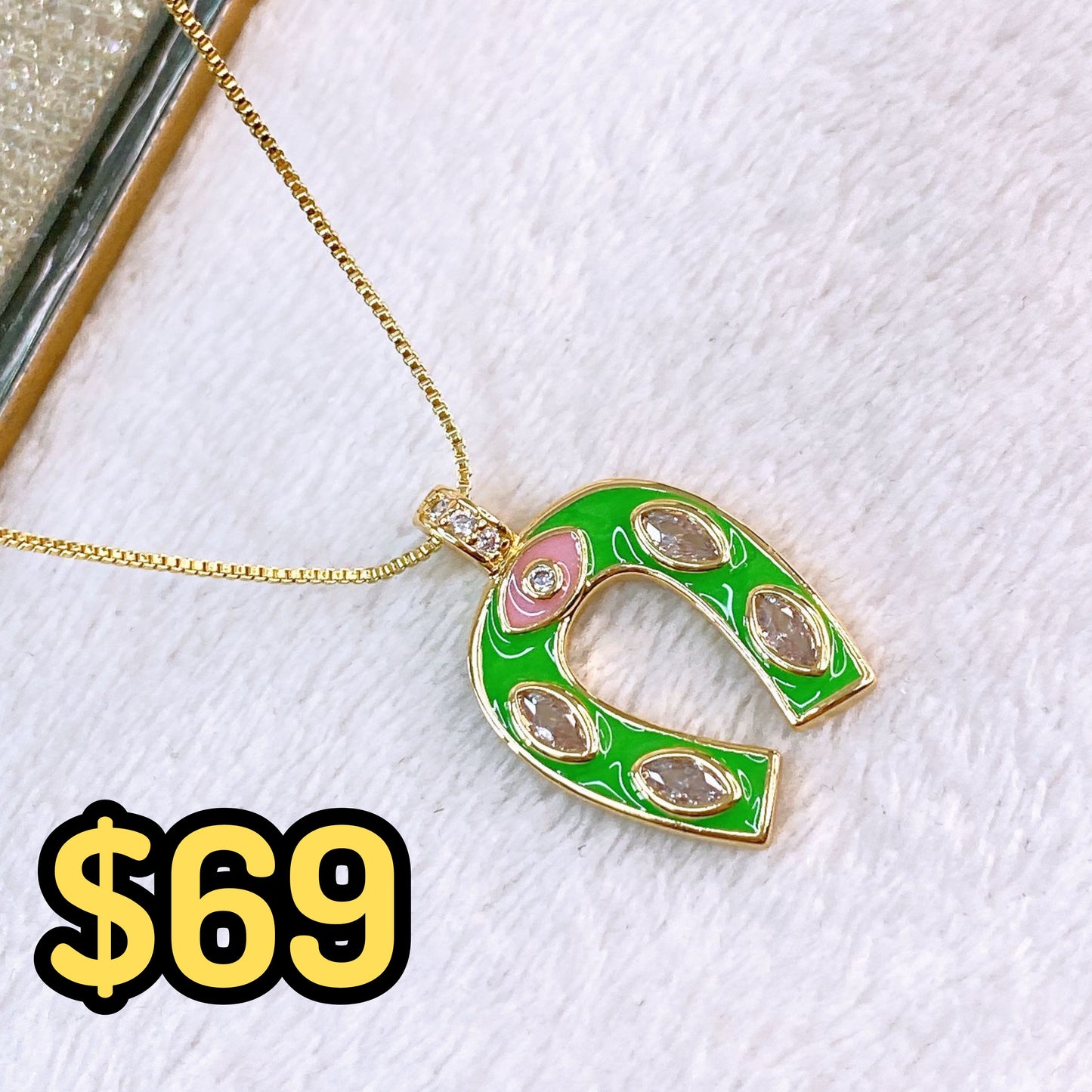 Collar y Dijes de Chapa de Oro Con Zirconias CC2346-1