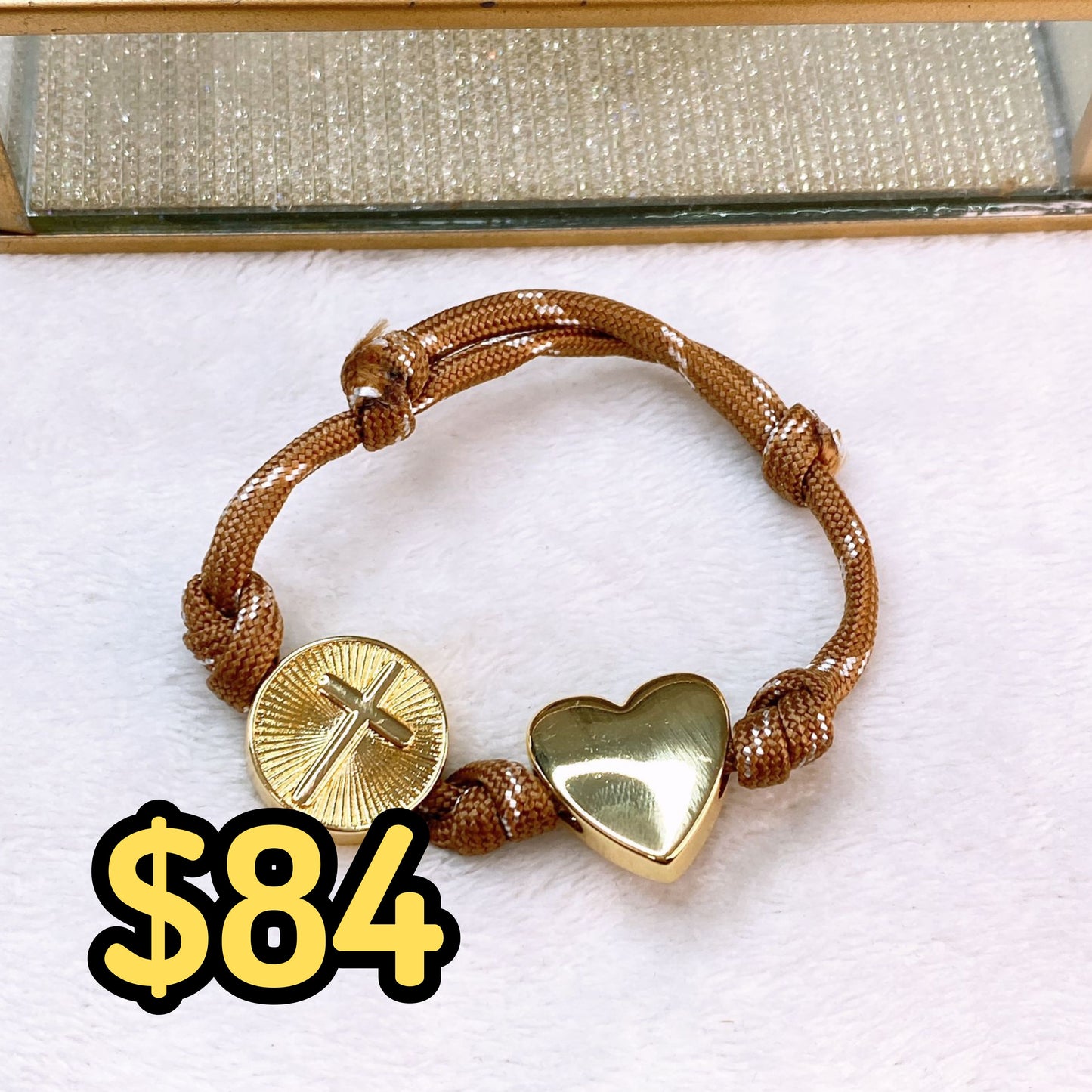 Pulsera Tejida con Dijes de Chapa de Oro COP1750-3