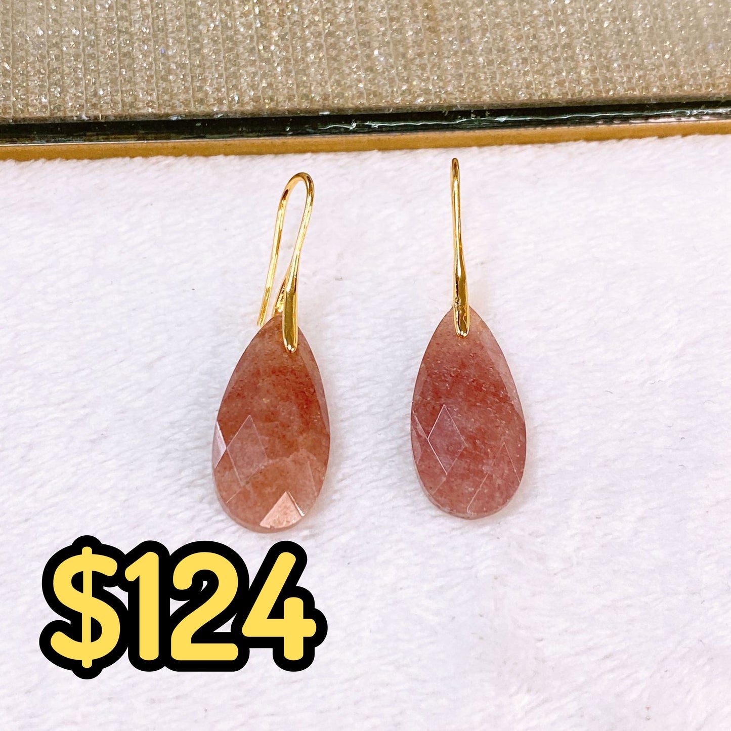 Arete de Chapa de Oro Con Piedra Natural COA2717-8
