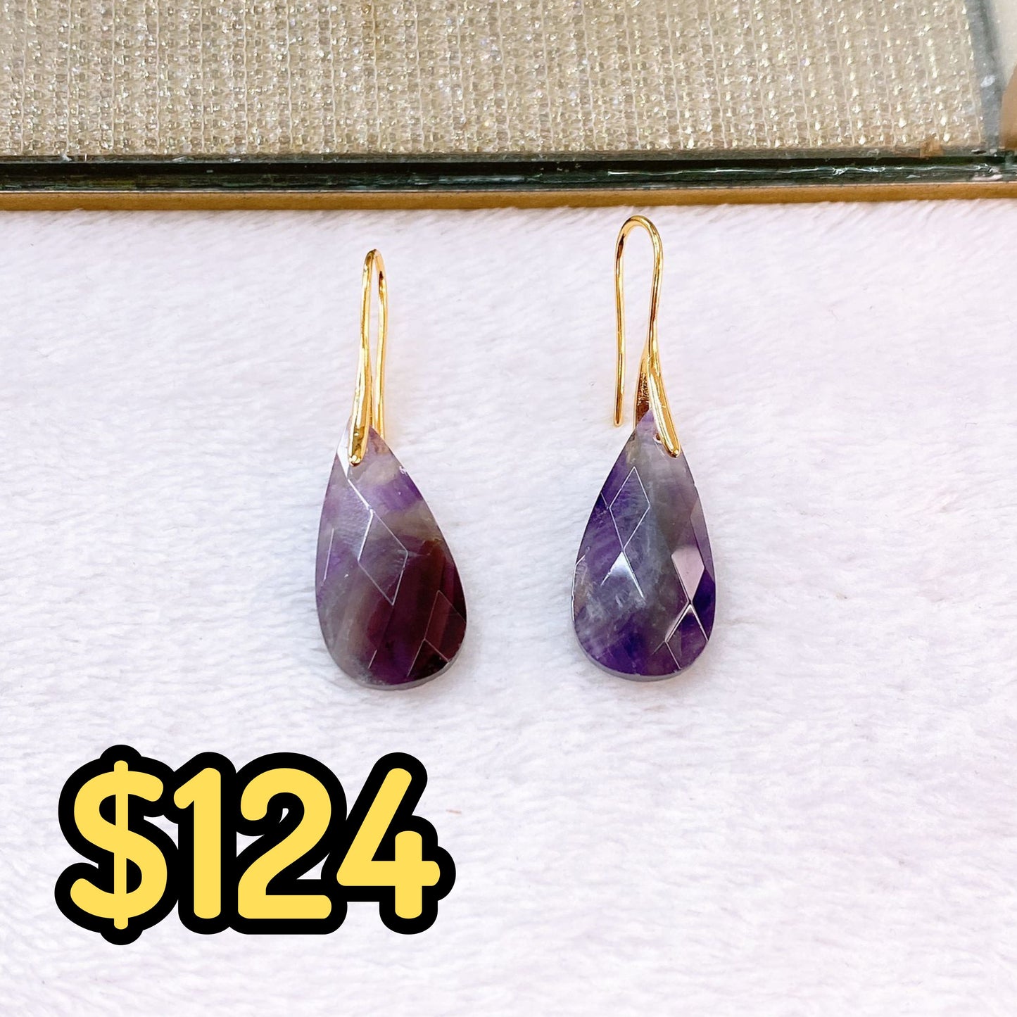 Arete de Chapa de Oro Con Piedra Natural COA2717-5