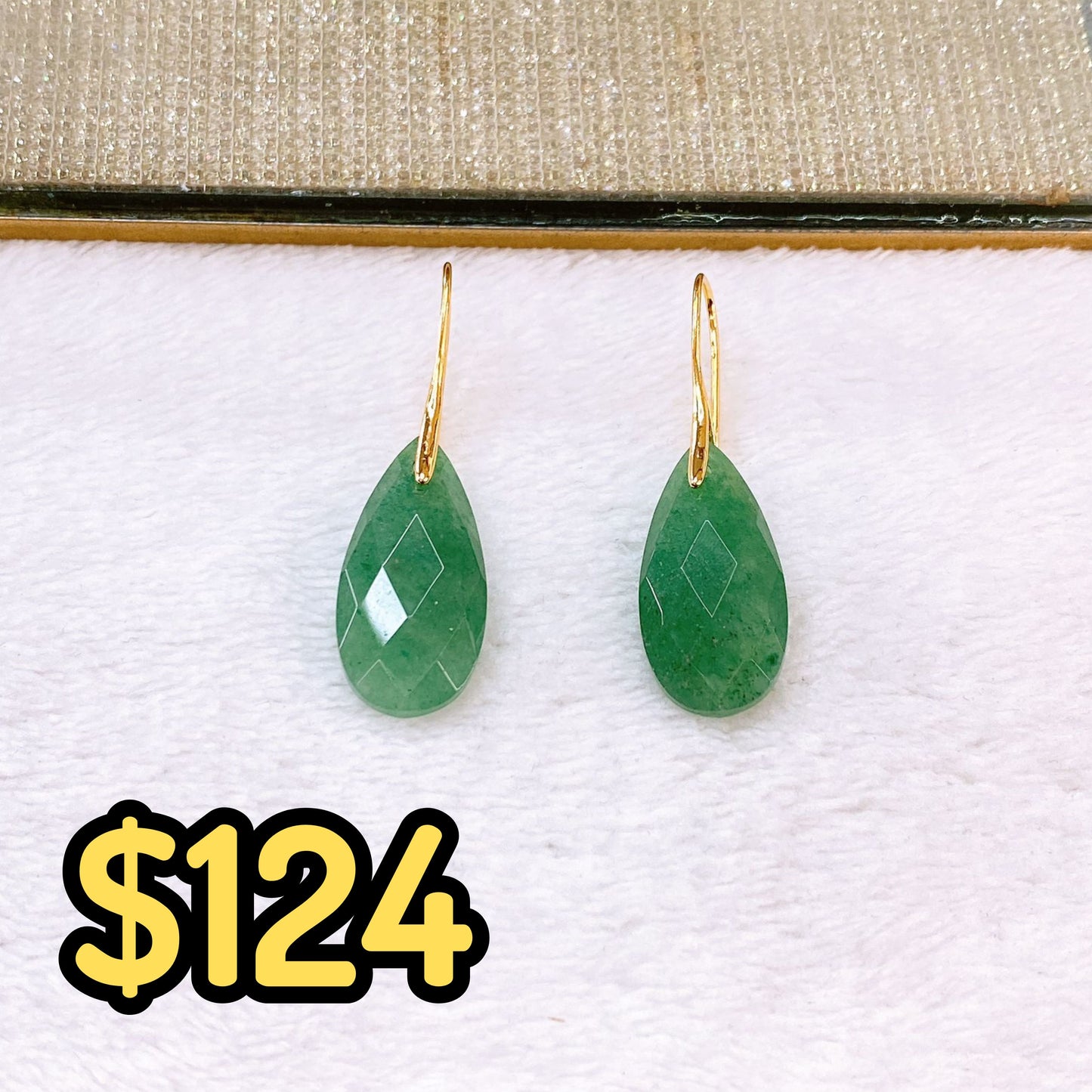 Arete de Chapa de Oro Con Piedra Natural COA2717-2