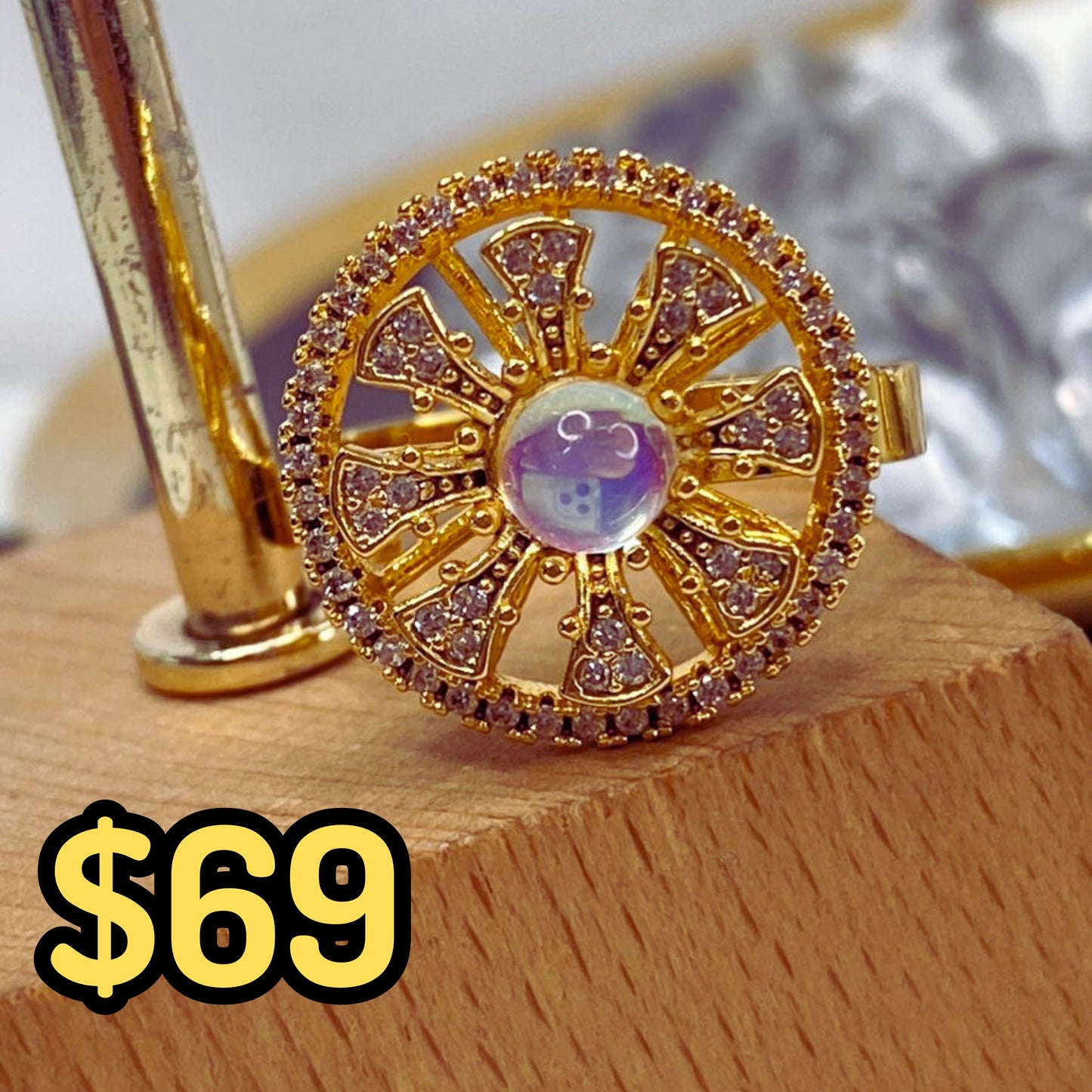 Anillo de Chapa de Oro Giratorio Ajustable ACO1403-1