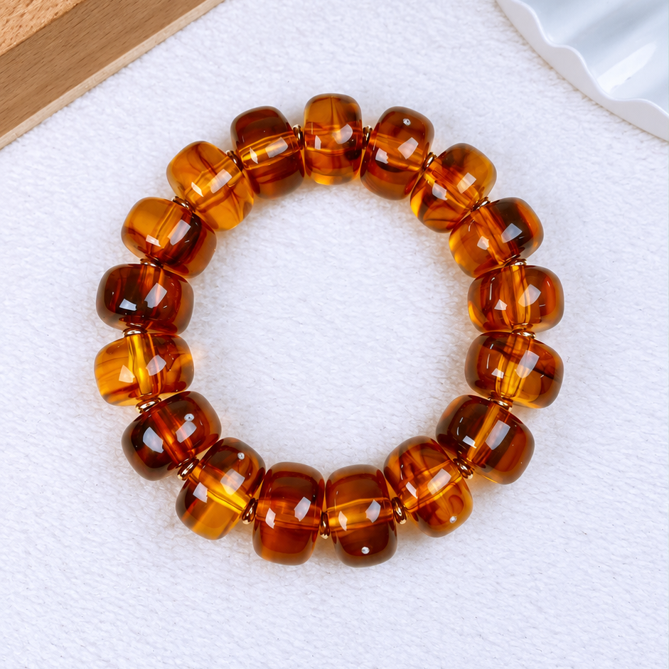 Pulsera de Acrilico y Chapa de Oro COP1990-8