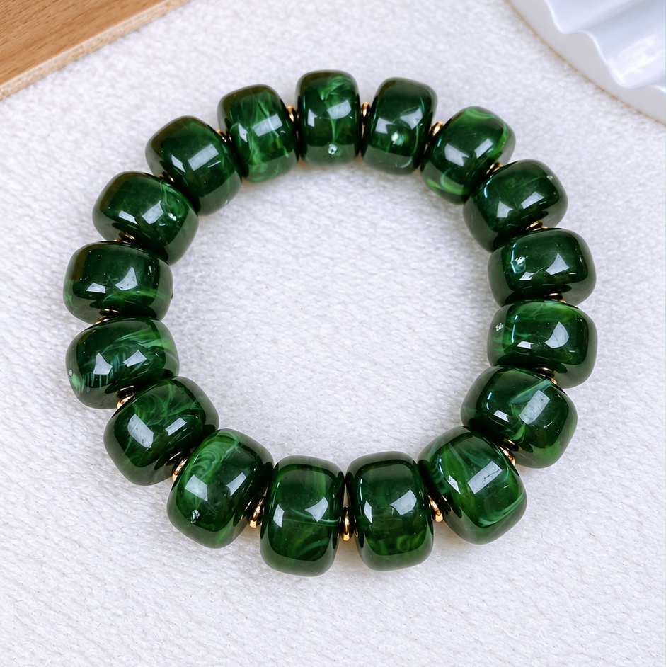 Pulsera de Acrilico y Chapa de Oro COP1990-5