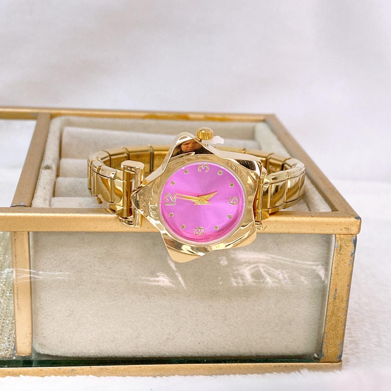 Reloj en Pulsera Italiana de Acero con Baño de Chapa de Oro RJ136-1