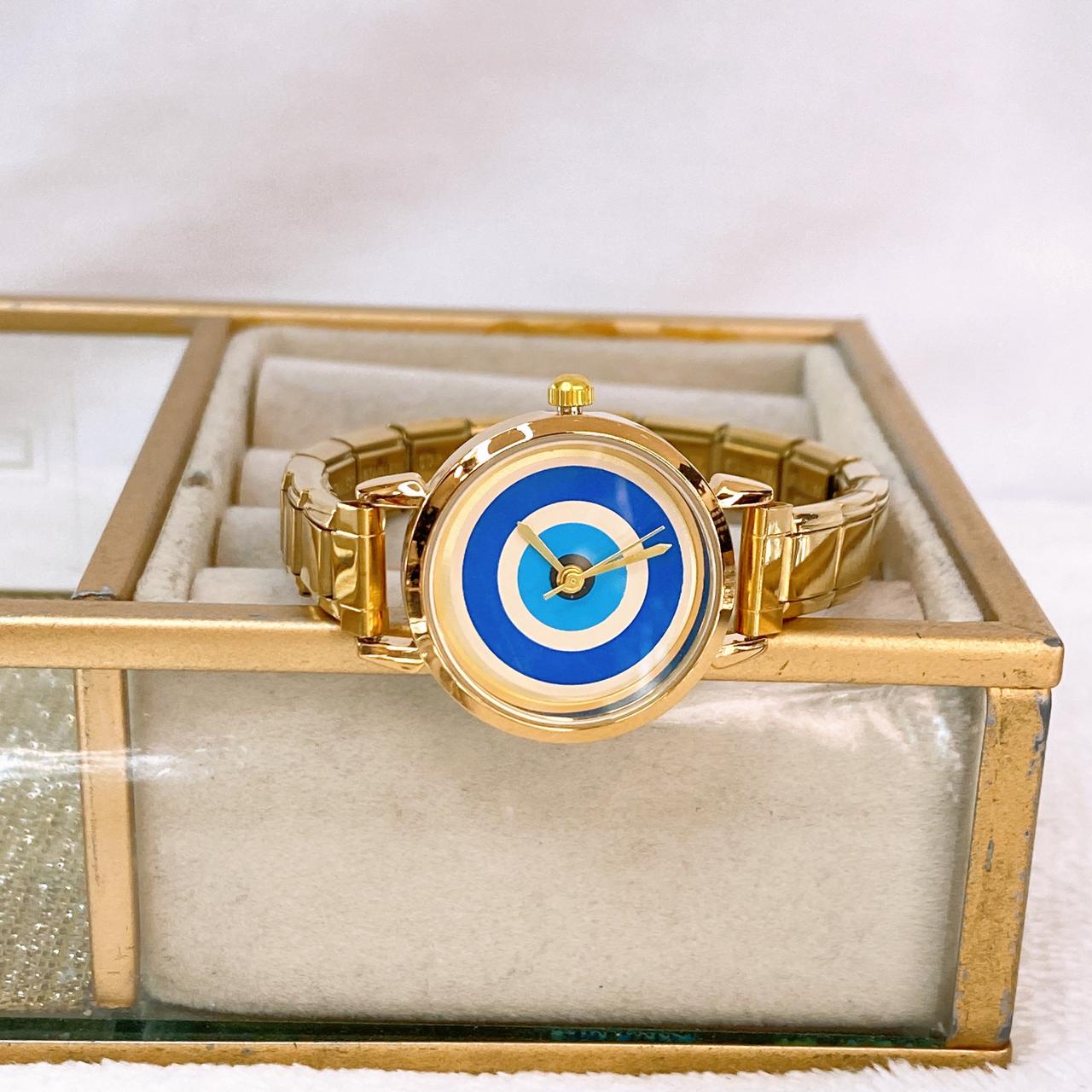 Reloj en Pulsera Italiana de Acero con Baño de Chapa de Oro RJ139-1