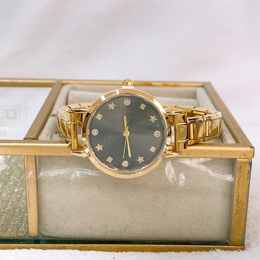 Reloj en Pulsera Italiana de Acero con Baño de Chapa de Oro RJ140-1