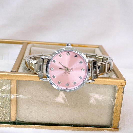 Reloj en Pulsera Italiana de Acero con Baño de Chapa de Oro RJ143-2