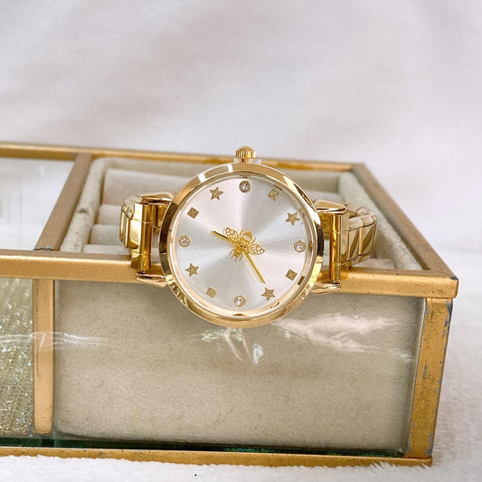 Reloj en Pulsera Italiana de Acero con Baño de Chapa de Oro RJ144-1