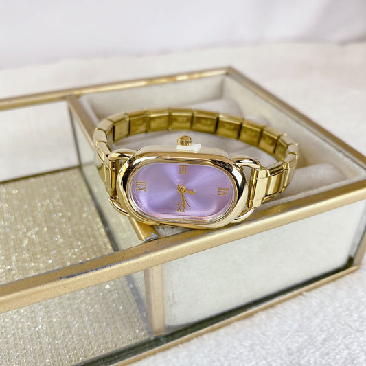 Reloj en Pulsera Italiana de Acero con Baño de Chapa de Oro RJ154-1