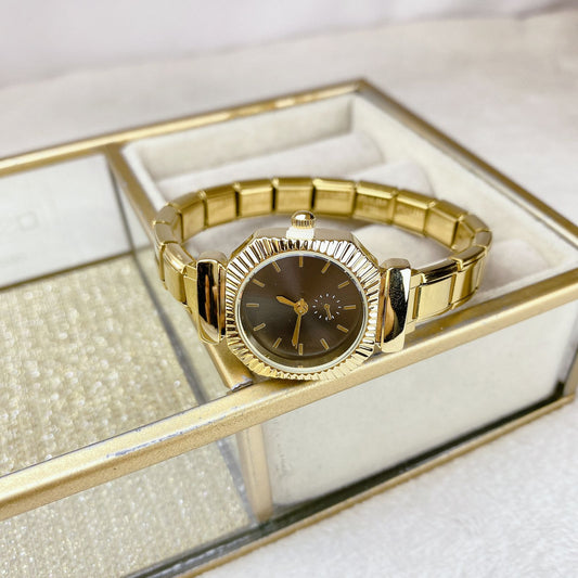 Reloj en Pulsera Italiana de Acero con Baño de Chapa de Oro RJ160-1