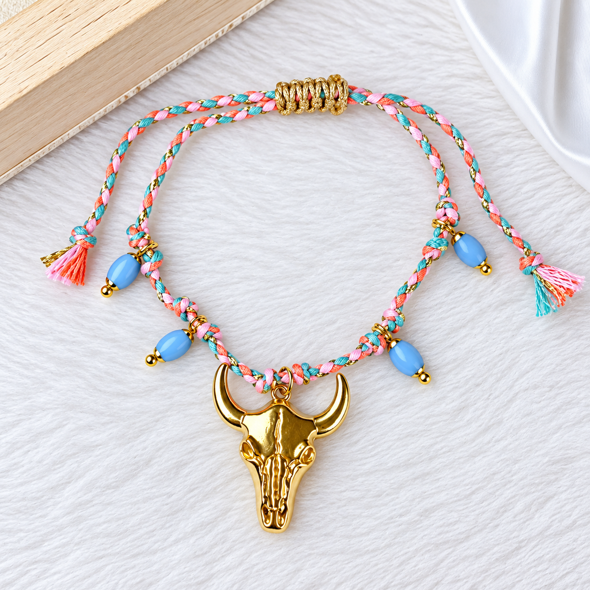 Pulsera Tejida y con Dijes de Acero Inoxidable PAI1775-3
