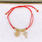Pulsera de Hilo y Dijes de Chapa de Oro COP1931-1