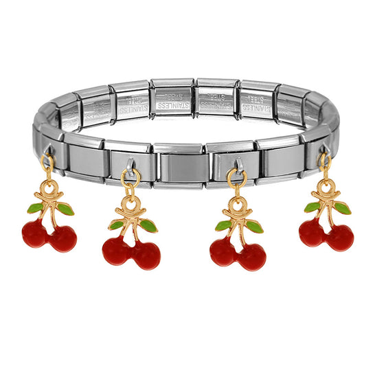 Pulsera de Acero Inoxidable y Dije de Chapa de Oro PAI870-2