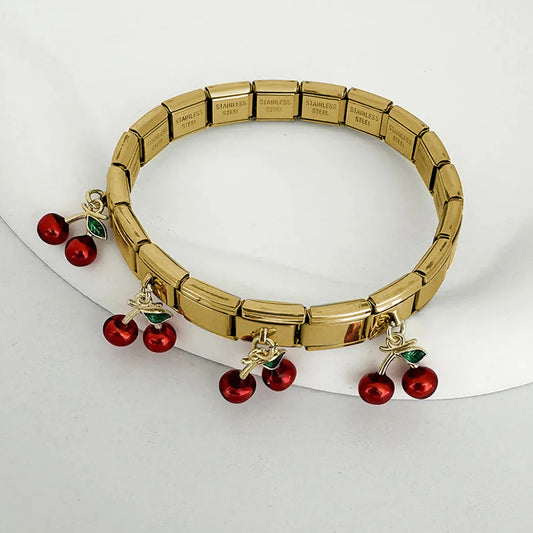 Pulsera de Acero Inoxidable y Dije de Chapa de Oro PAI872-1