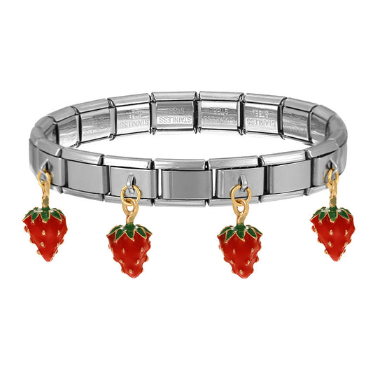 Pulsera de Acero Inoxidable y Dije de Chapa de Oro PAI873-2