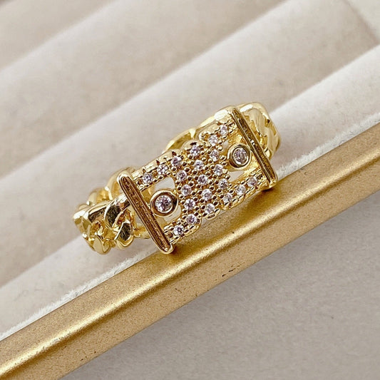 Anillo Chapa de Oro Ajustable ACO735-1