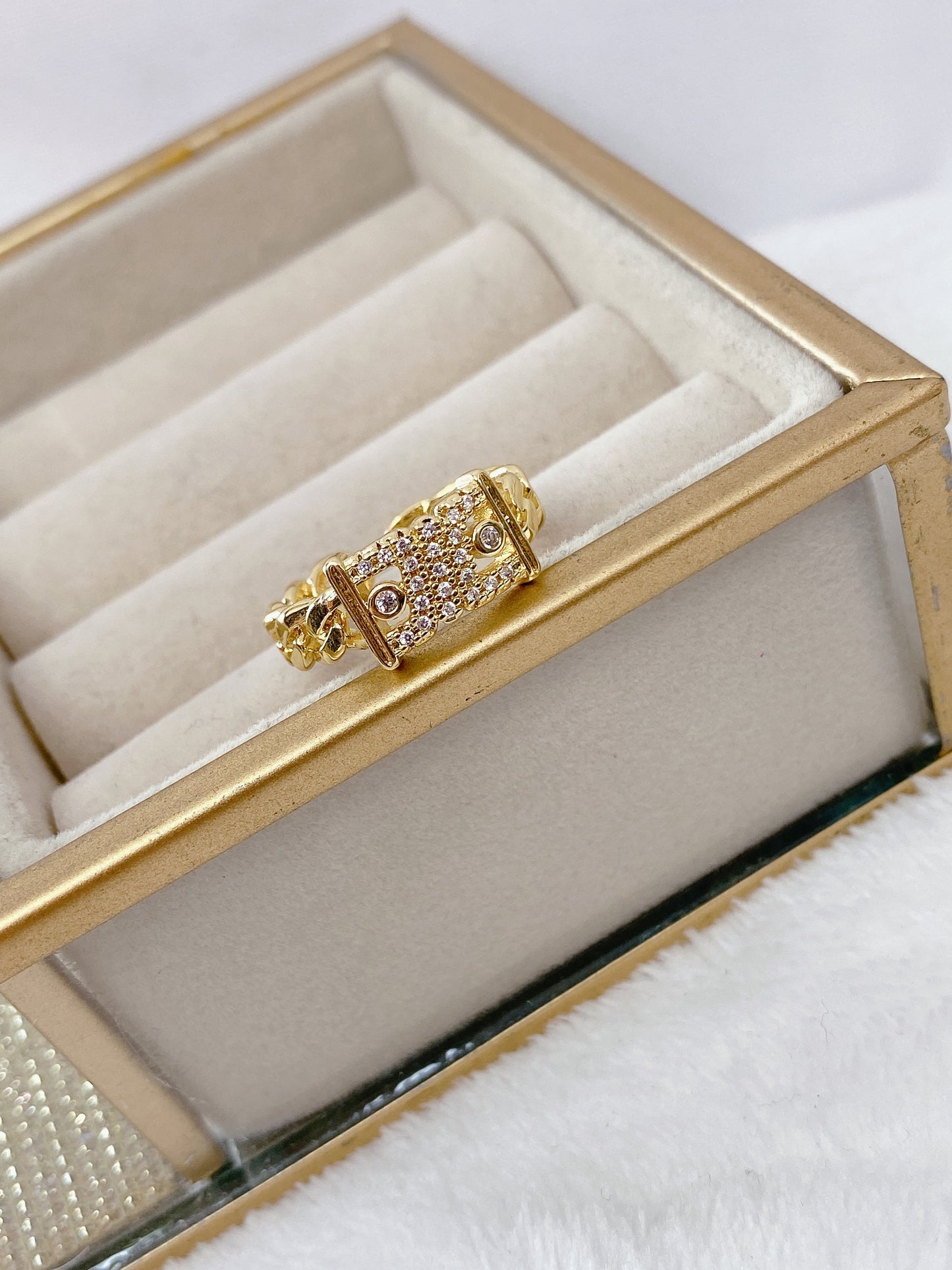 Anillo Chapa de Oro Ajustable ACO735-1